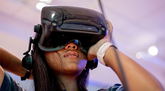 Student in a VR headset